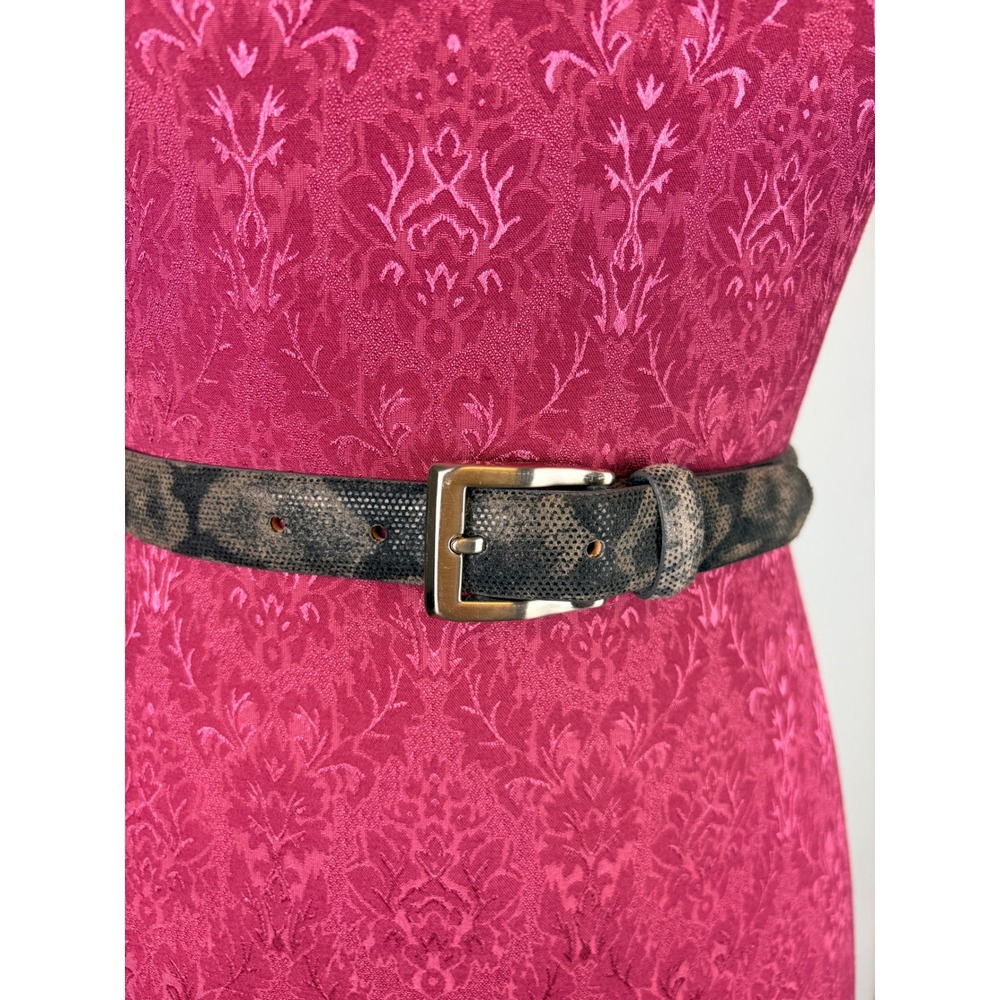 Python Print Pig Split Leather Skinny Belt Gray B… - image 4